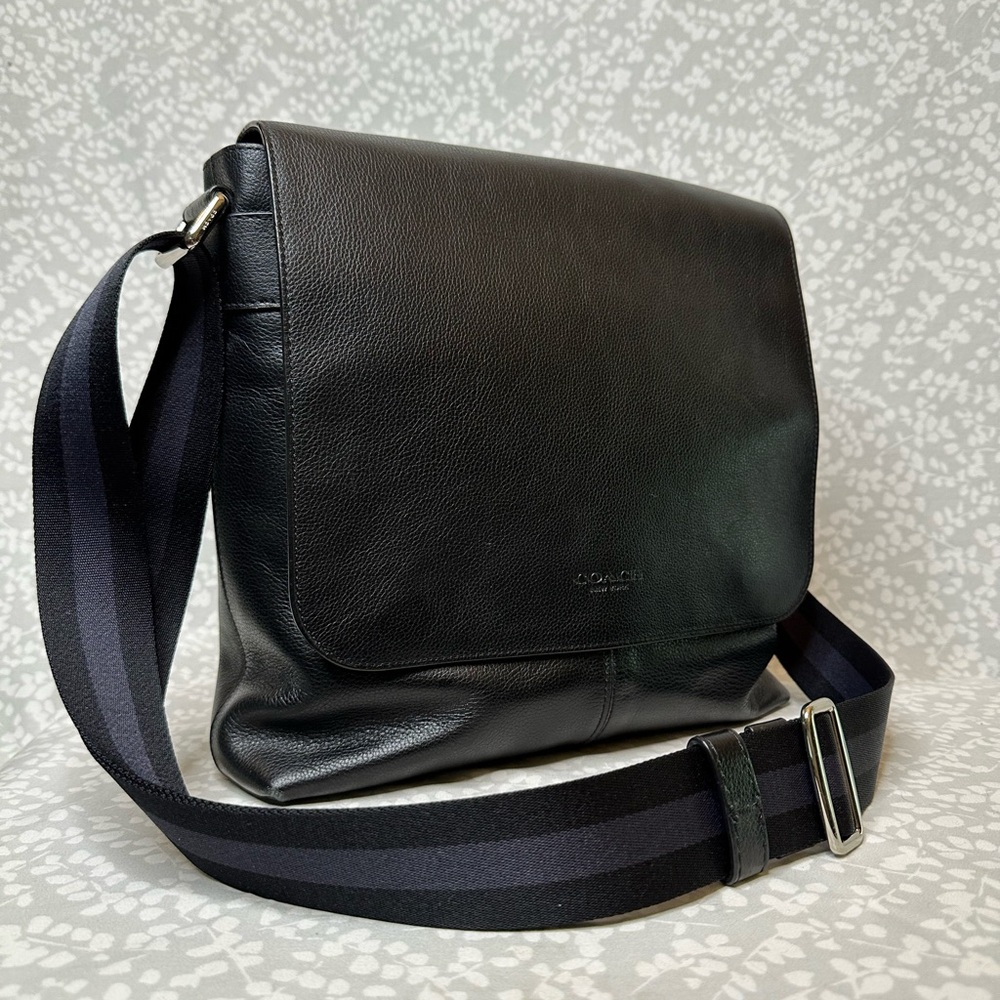 Coach Charles Small Messenger Leather Crossbody Bag Black F28576